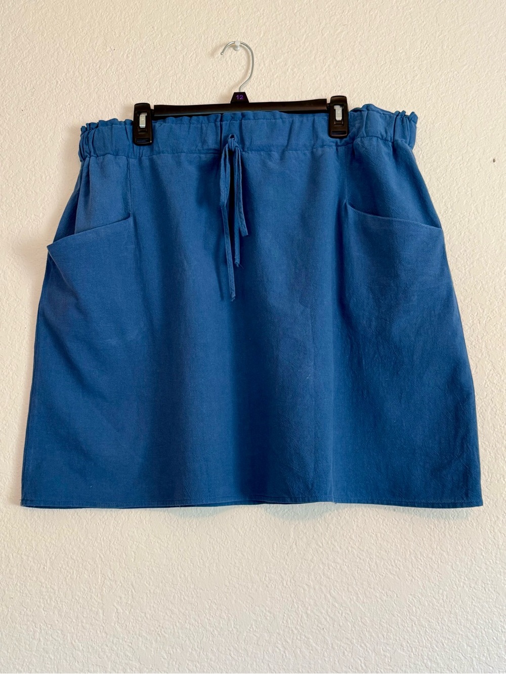 SHEIN Blue Drawstring Pocket Mini Skirt